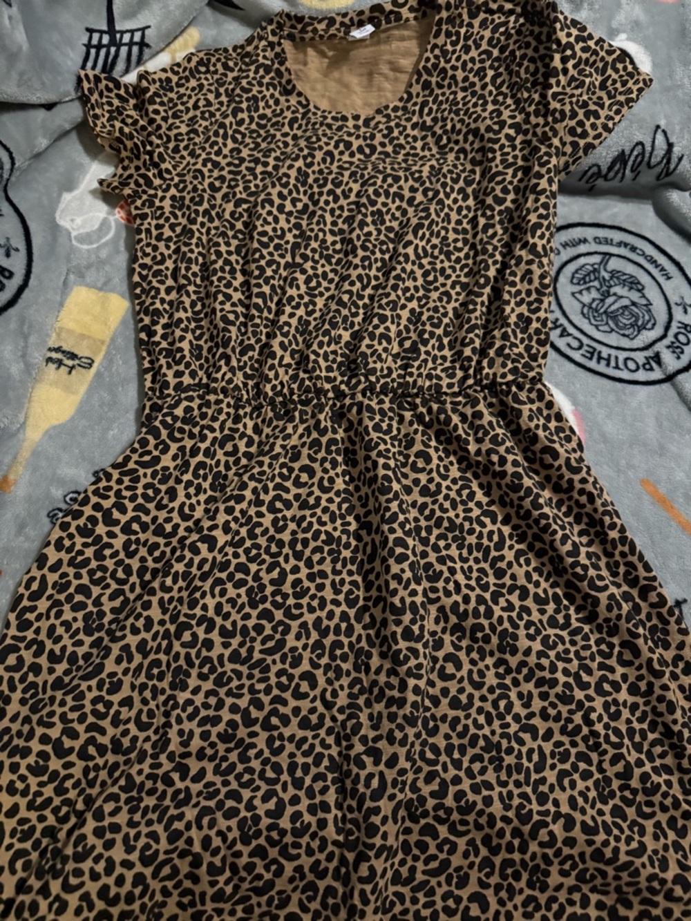 Old Navy Tan and Black Leopard Print Midi Dress